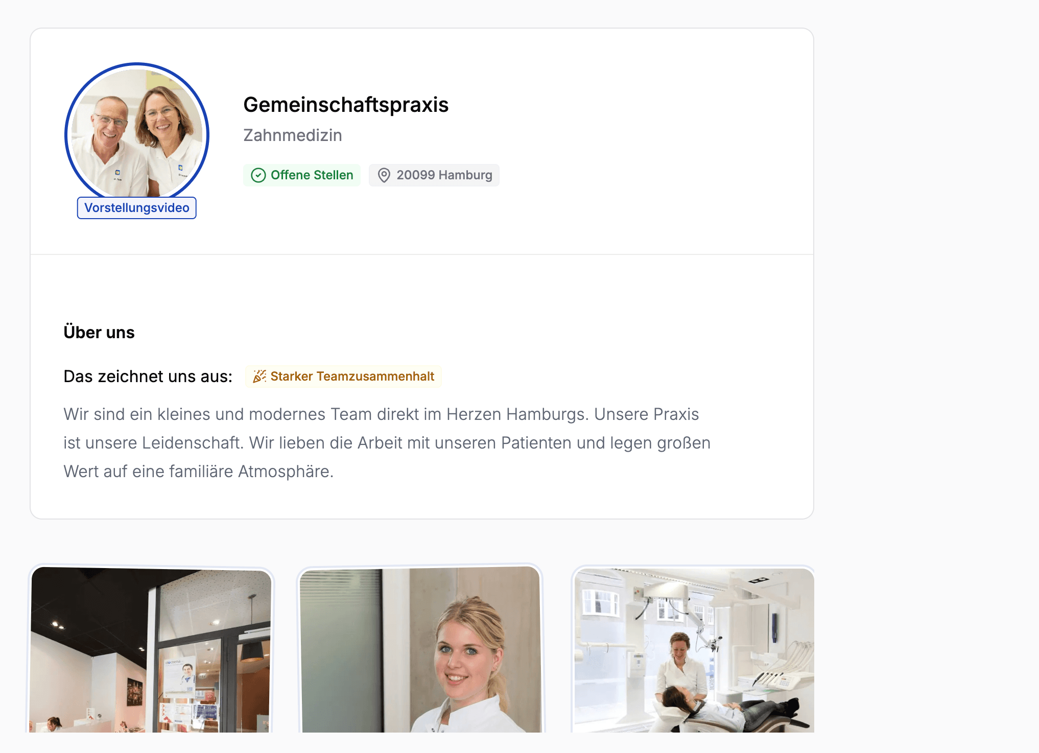 Arbeitgeber Profil auf medmingle